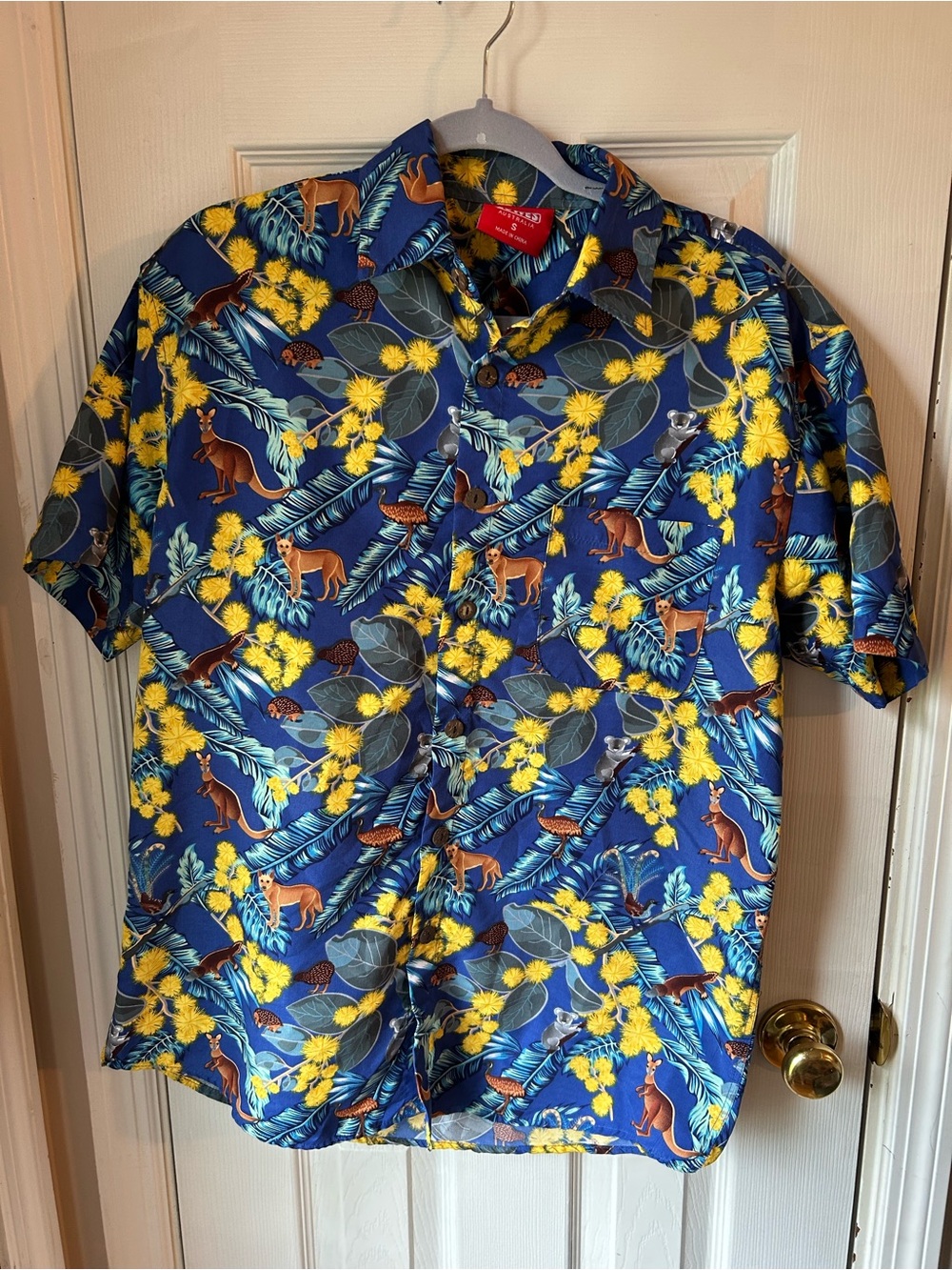 Blue Short-Sleeve Tropical Print Button-Down Shirt - Lowe’s Australia